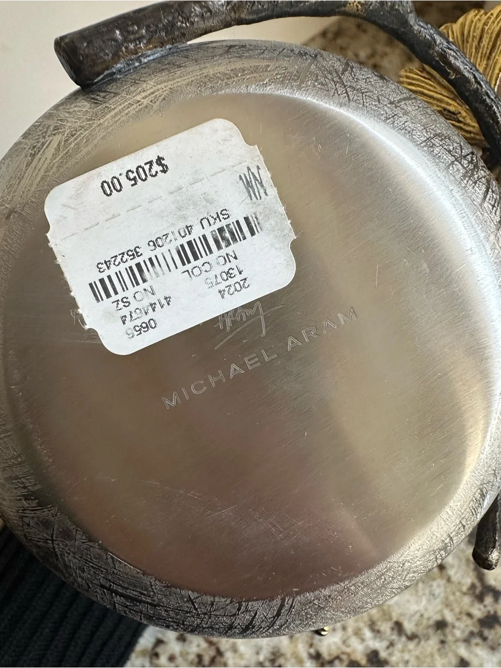 Michael Aram Silver Vase with Gold Leaf Branch Detail